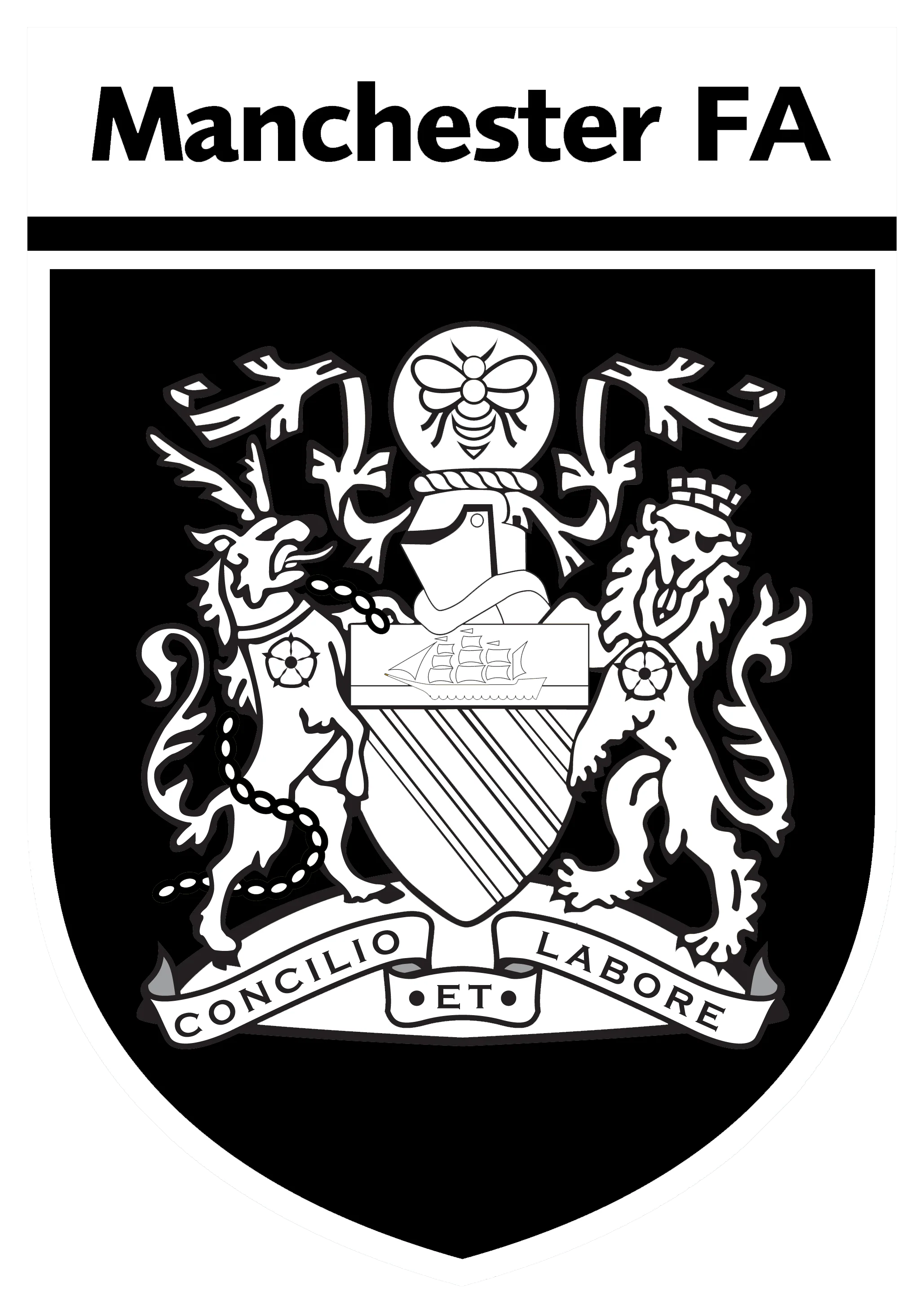 Manchester FA (Black & White Version) Badge - Iron on Yourself